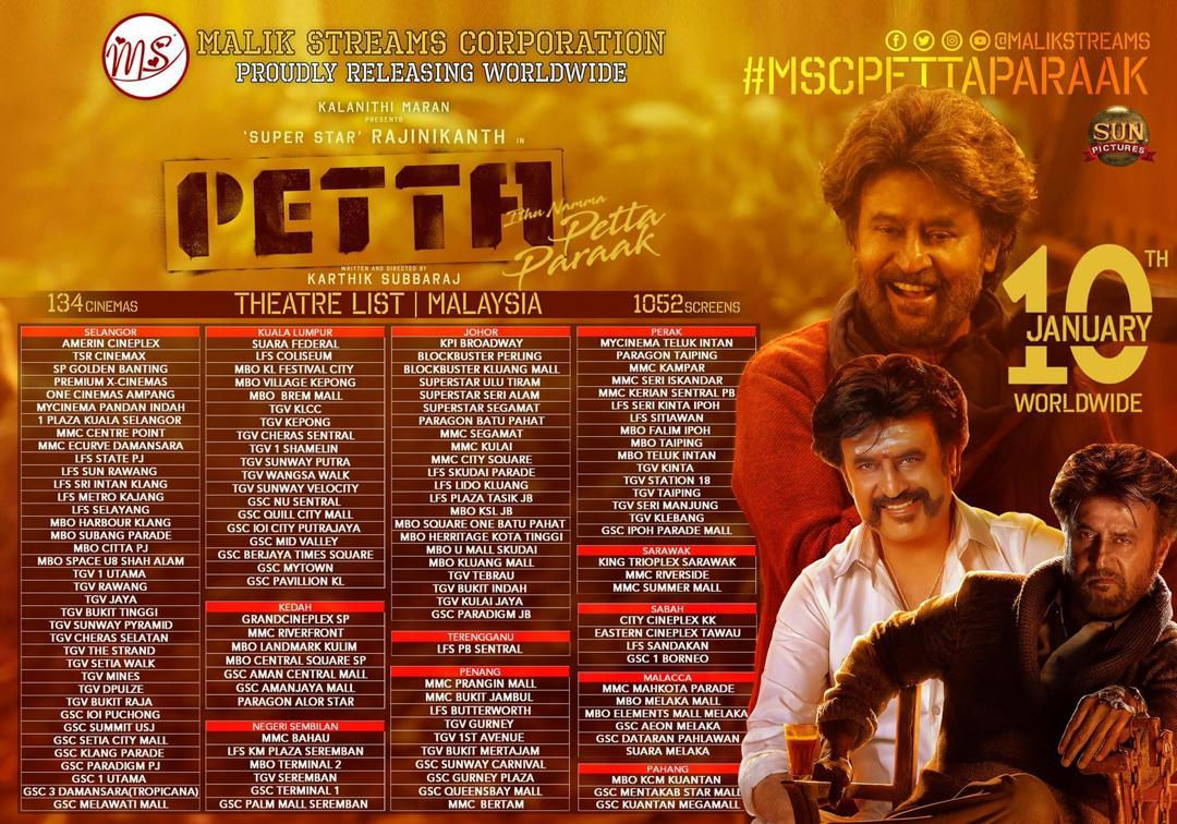 Petta and Viswasam Malaysia Complete Theater List and Booking Details