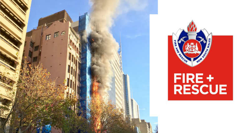 Fire In Sydney Macquarie Street High Rise Building Scaffolding Image credit: @FRNSW