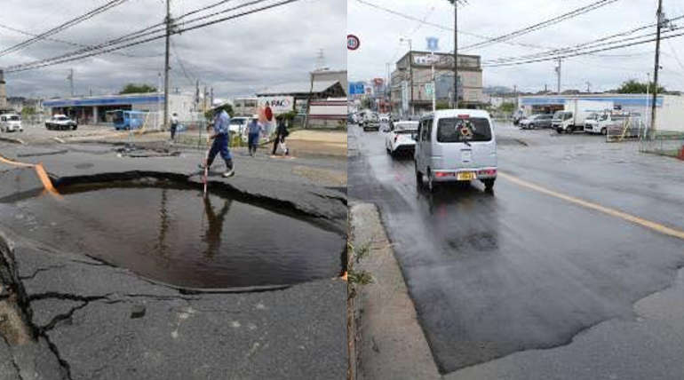 Japan Roads Repaired Within A Day Time After Osaka Earthquake Damage