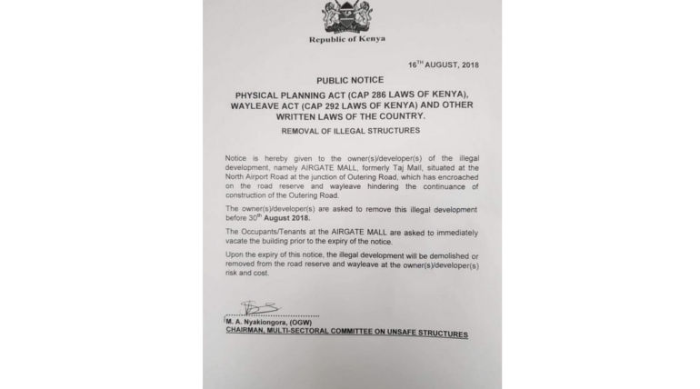 Government Notice, Pic Credit - @KinyanBoy Twitter