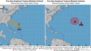 Tropical Storm Kirk and Subtropical Leslie Storm at Atlantic Posts Coastal Threat , Image Source - @NHC_Atlantic Twitter
