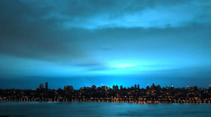 Reason for Intense Neon Blue Light in the New York Sky